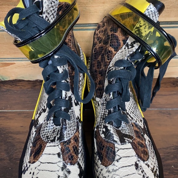 Faux snake and yellow accent combat boots size 11 - Picture 5 of 6